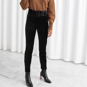 & Other Stories black velvet pant with belt